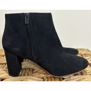 Loeffler Randall Booties Sz 7 Black Suede Block Heel Zip Side Boots Shoes Classy
